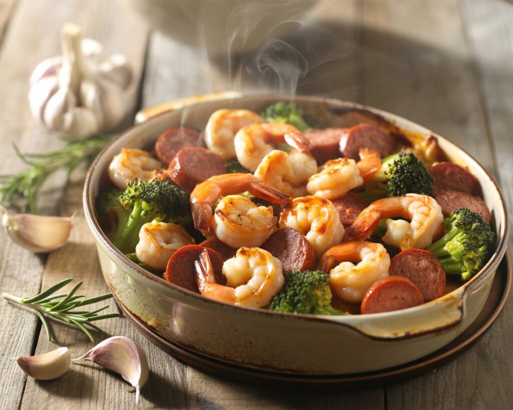 Delicious honey garlic shrimp sausage and broccoli recipe