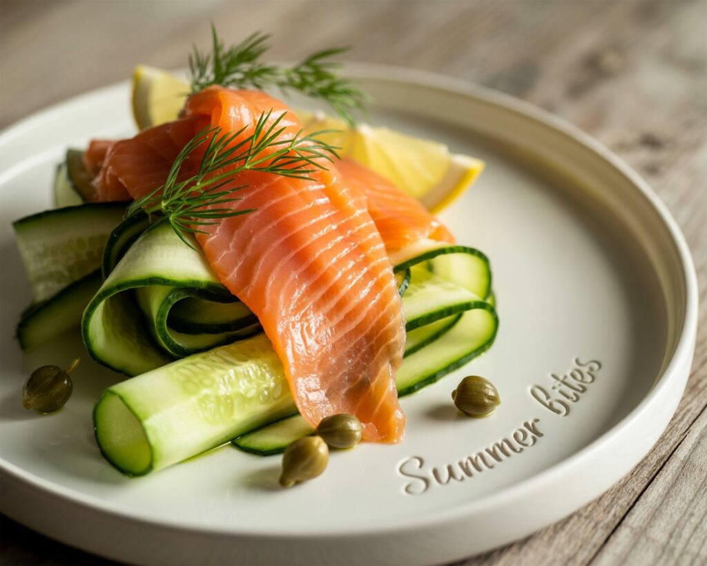 Chilled smoked salmon cucumber salad