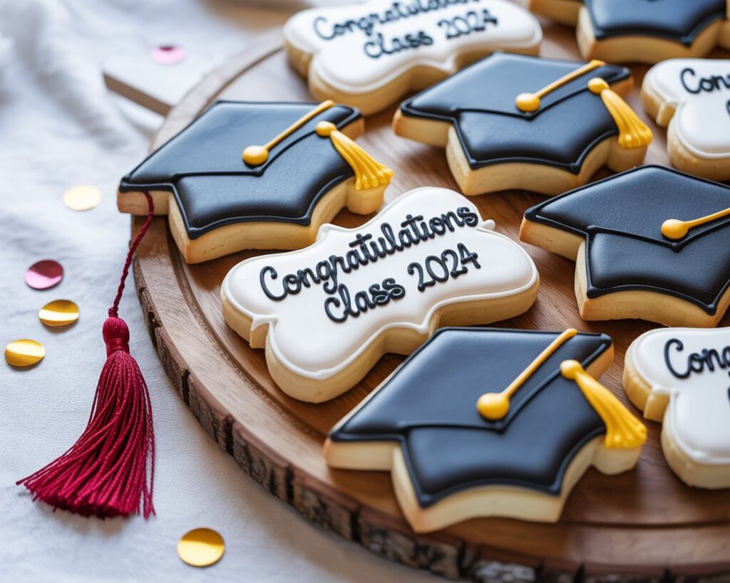 Easy-to-make graduation cookies with icing decorations