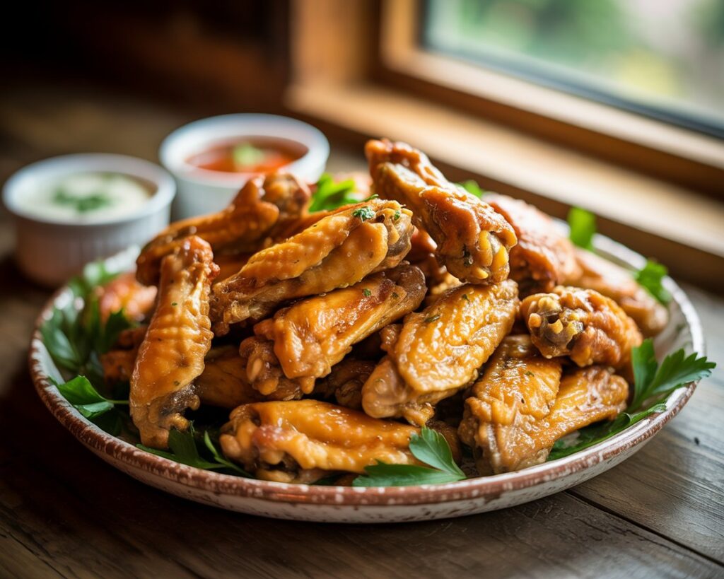 Air fryer chicken wings with perfect golden crust and seasoning