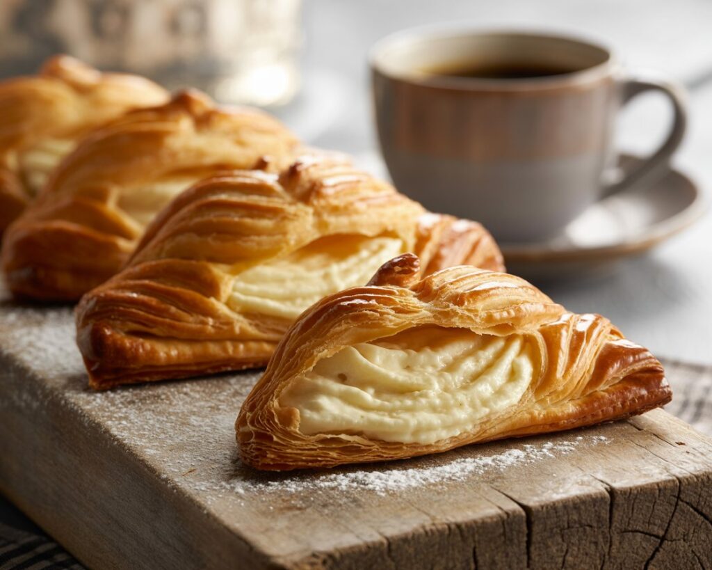 Traditional Italian sfogliatelle filled with ricotta cream.