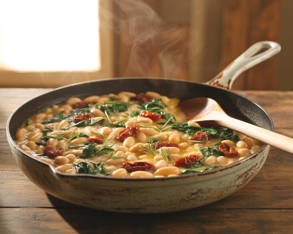 Comforting white bean dish with rich creamy texture and fresh parsley