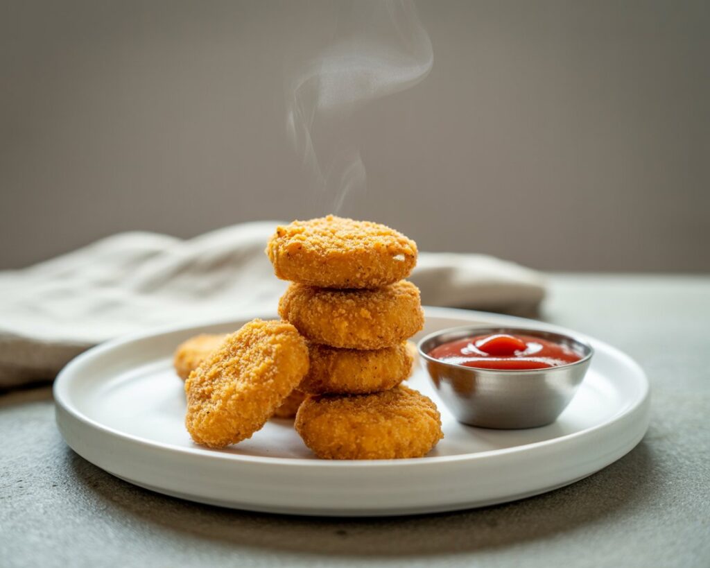 Crispy chicken nuggets fresh from the oven ready to enjoy at home