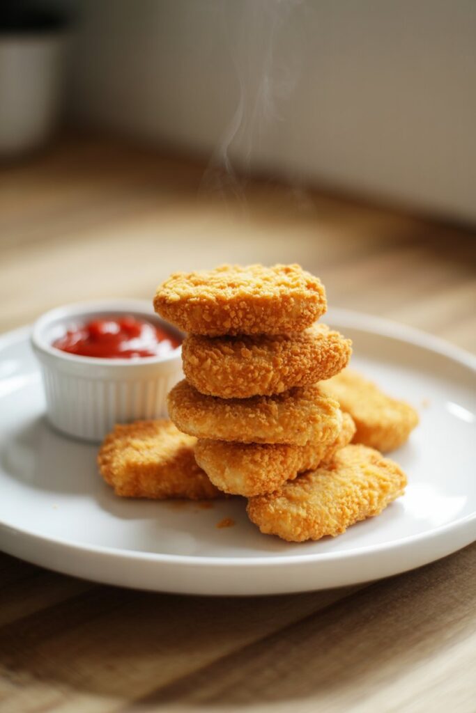 Homemade chicken nuggets with perfect crunchy coating and flavorful inside