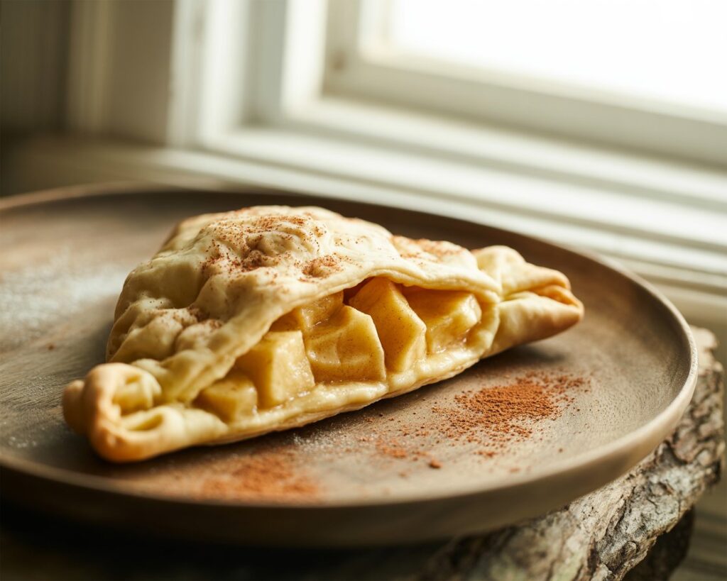 Freshly baked pastry with apple cinnamon filling and golden crust