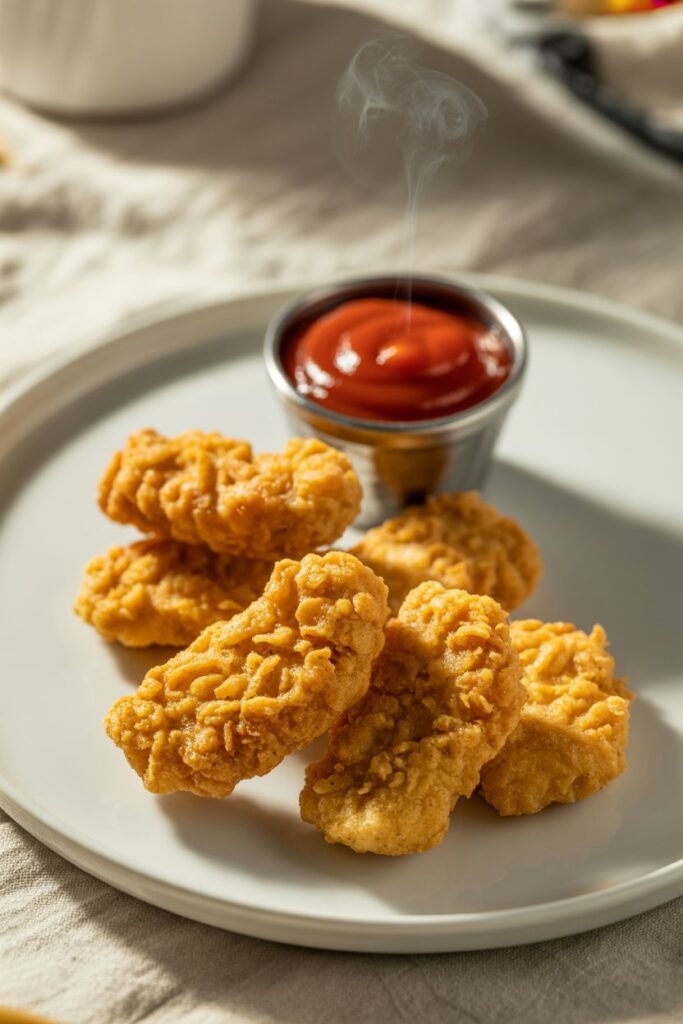 Delicious homemade chicken nuggets with golden crust and tender meat