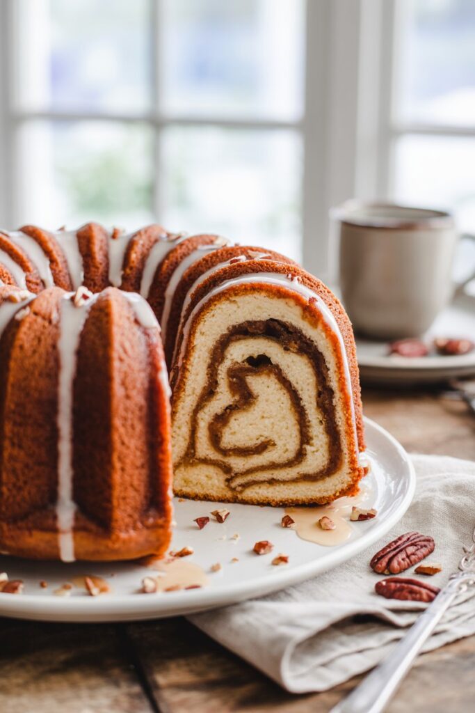 Bundt pan with Sock It to Me cake fresh out of the oven.