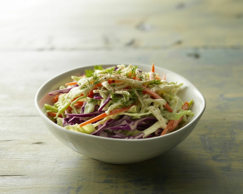 Easy coleslaw recipe with cabbage, carrots, and mayo.