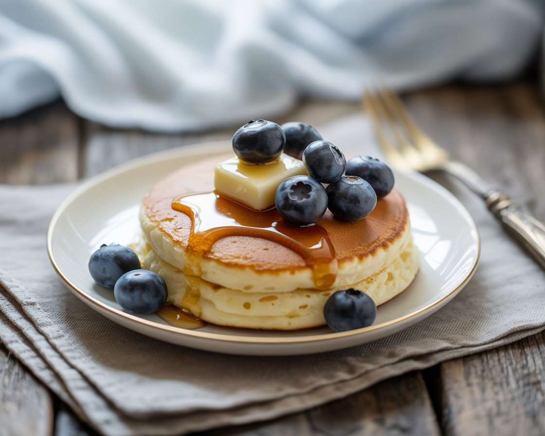 Ingredients for single-serve cottage cheese pancake laid out on a kitchen counter.