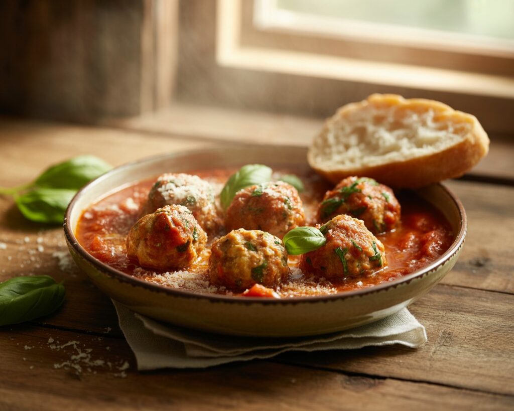 Close-up of buttery garlic bread topped with chopped parsley.
