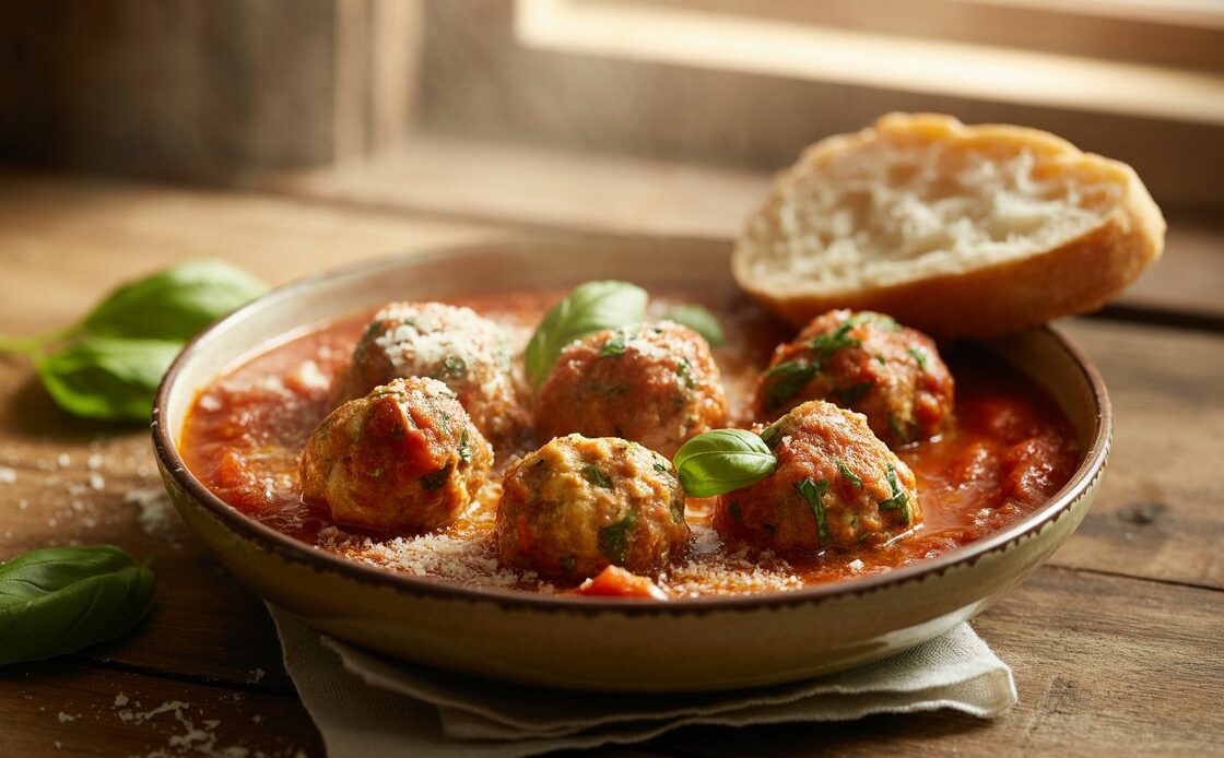 Close-up of buttery garlic bread topped with chopped parsley.